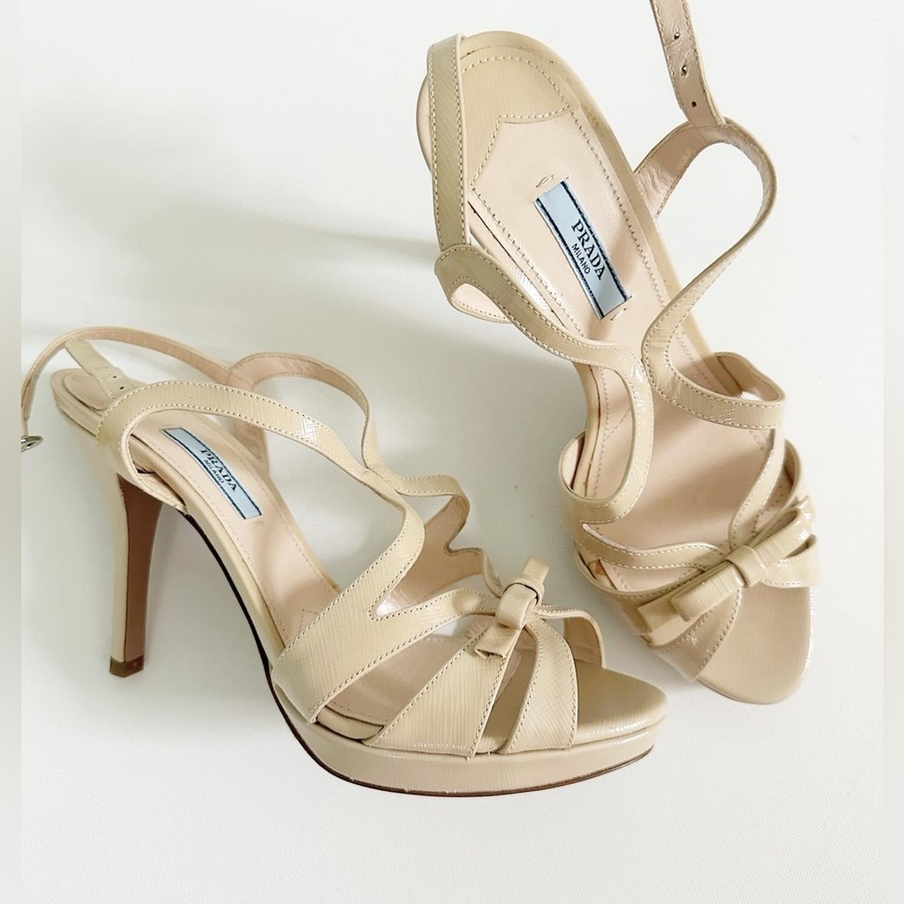 New! Prada leather peep toes size 38